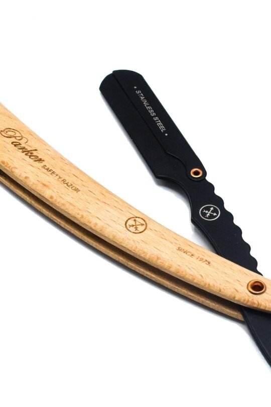 Parker vienašmenis shavette skustuvas - barber razor medine rankena